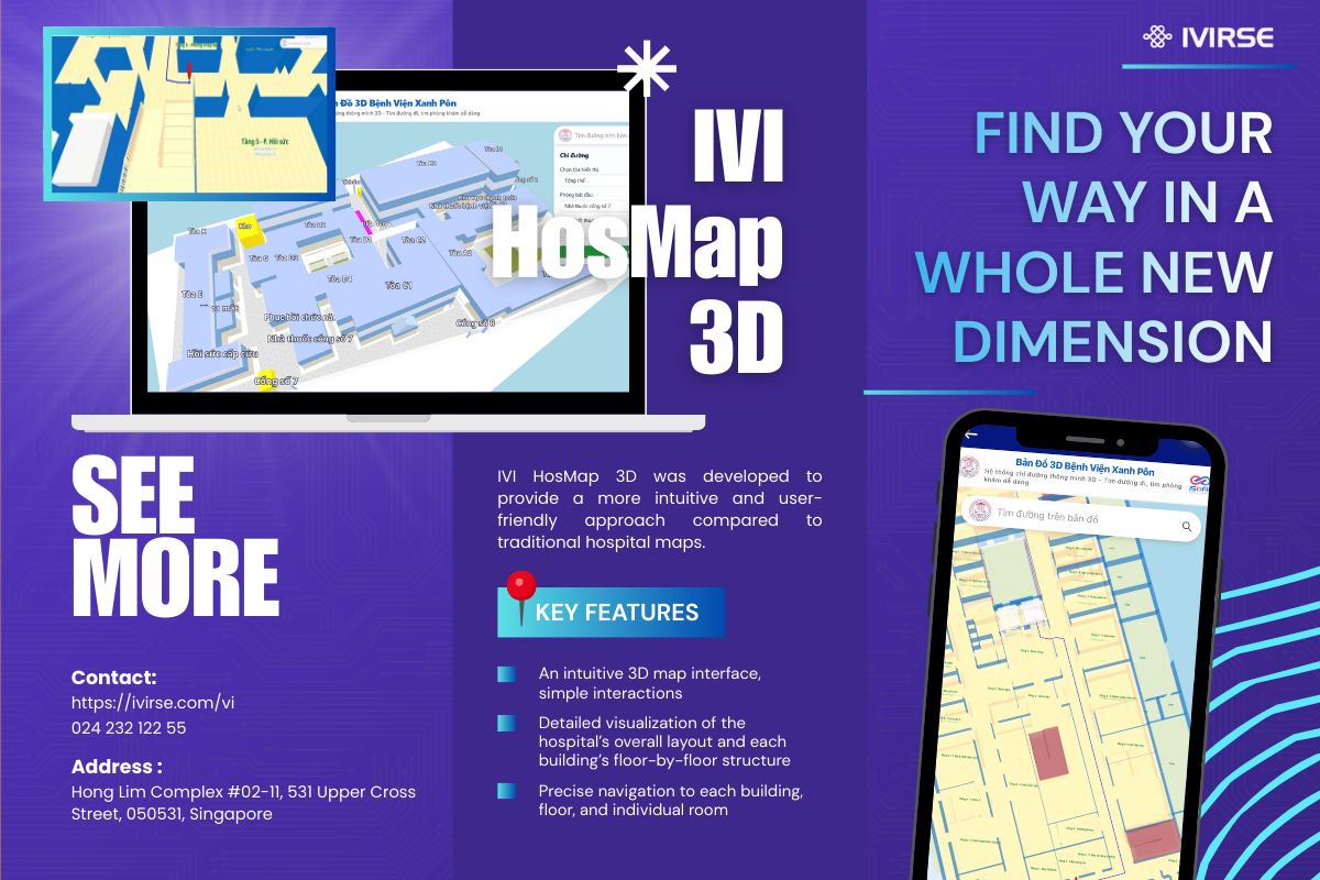 IVI HosMap 3D: IVIRSE NÂNG CẤP TRẢI NGHIỆM CHỈ ĐƯỜNG TRONG BỆNH VIỆN VỚI CÔNG NGHỆ BẢN ĐỒ 3D 